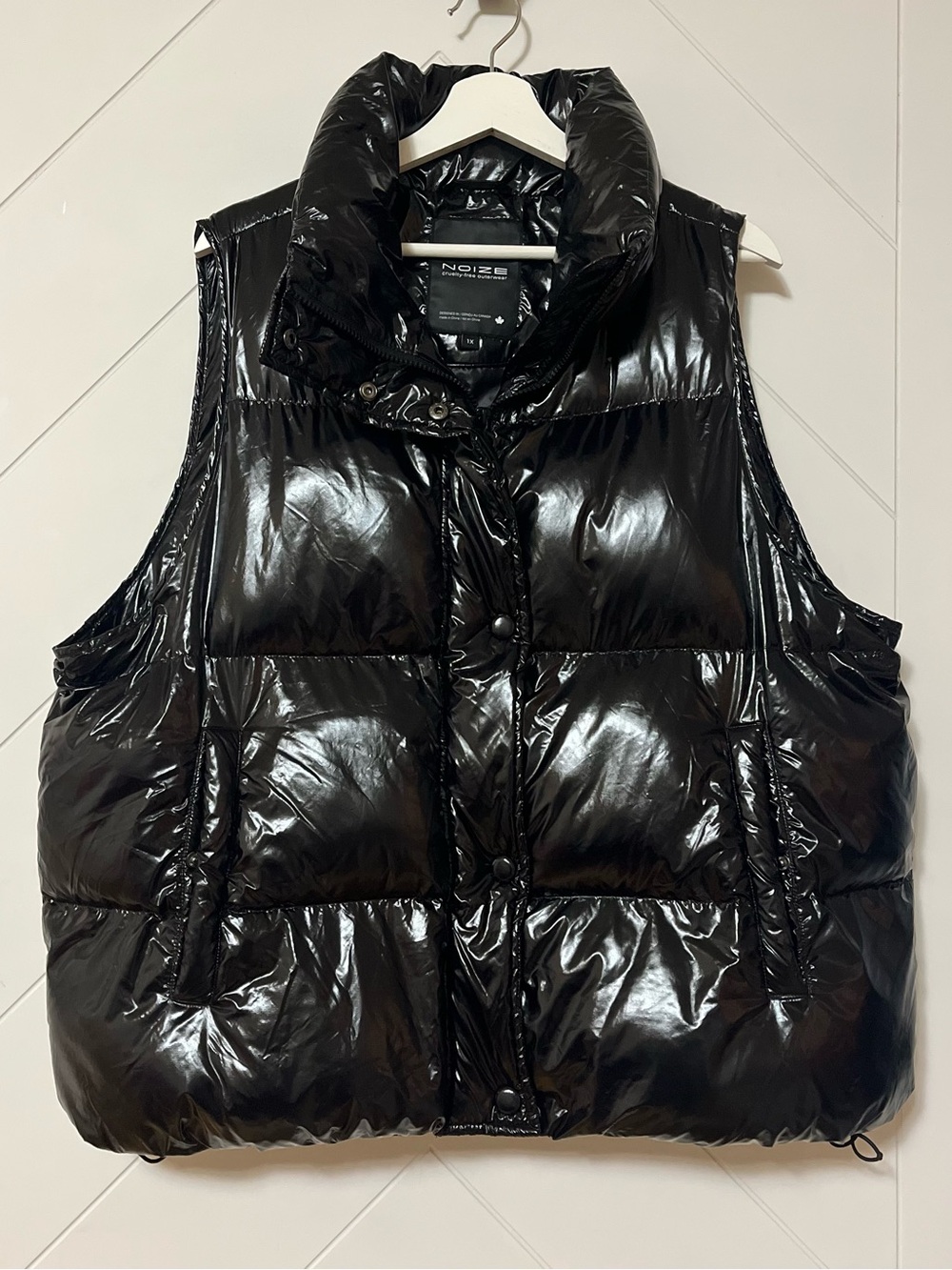 Noize Black Glossy Puffer Vest